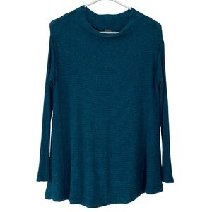 Free People Lovers Rib Thermal Shirt Womens Size XS Teal Tunic Open Split Back